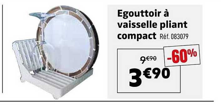 Egouttoir à vaisselle pliant compact Réf. 083079