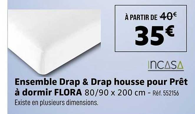 Ensemble Drap & Drap housse pour Prêt à dormir FLORA 80/90 x 200 cm - Réf. 552156