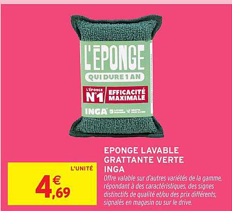 EPONGE LAVABLE GRATTANTE VERTE INGA