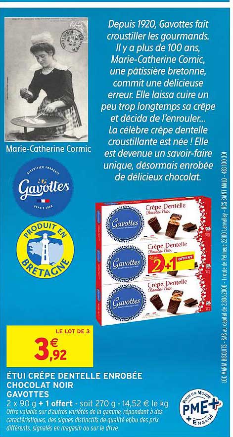 ÉTUI CRÊPE DENTELLE ENROBÉE CHOCOLAT NOIR GAVOTTES