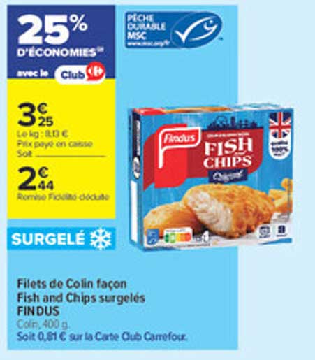 Filets de Colin façon Fish and Chips surgelés FINDUS
