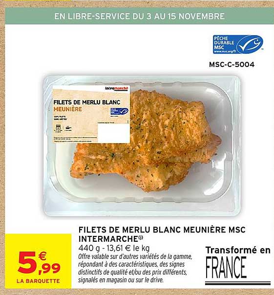 FILETS DE MERLU BLANC MEUNIÈRE MSC INTERMARCHÉ