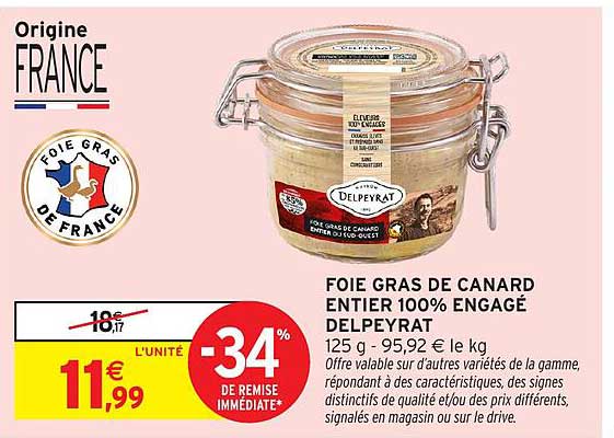 FOIE GRAS DE CANARD ENTIER 100% ENGAGÉ DELPEYRAT