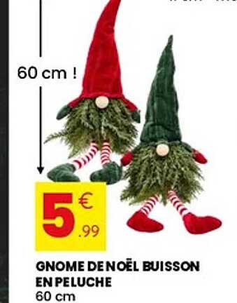 GNOME DE NOËL BUISSON EN PELUCHE 60 cm