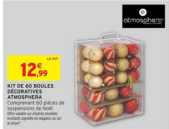 KIT DE 60 BOULES DÉCORATIVES ATMOSPHERA