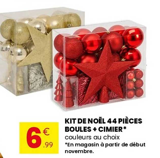 KIT DE NOËL 44 PIÈCES BOULES + CIMIER*