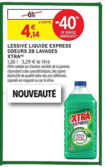 LESSIVE LIQUIDE EXPRESS ODEURS 28 LAVAGES XTRA