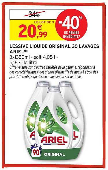 LESSIVE LIQUIDE ORIGINAL 30 LAVAGES ARIEL®