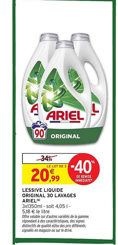 LESSIVE LIQUIDE ORIGINAL 30 LAVAGES ARIEL