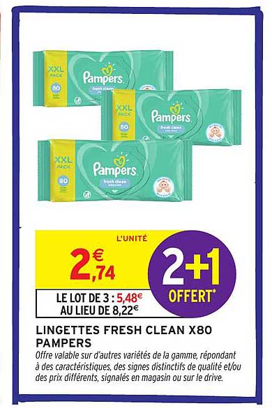 LINGETTES FRESH CLEAN X80 PAMPERS