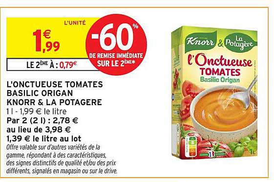 L'ONCTUEUSE TOMATES BASILIC ORIGAN KNORR & LA POTAGERE