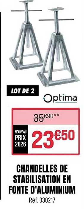 LOT DE 2 Optima CHANDELLES DE STABILISATION EN FONTE D'ALUMINIUM Réf. 030217
