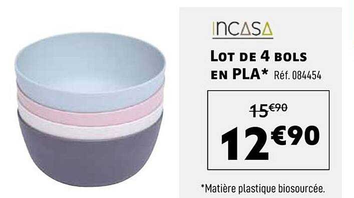 Lot de 4 bols en PLA* Réf. 084454