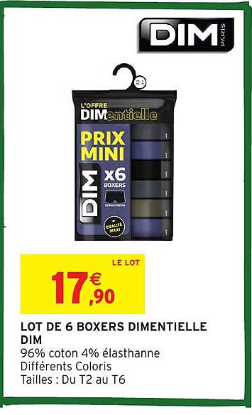 LOT DE 6 BOXERS DIMENTIELLE DIM