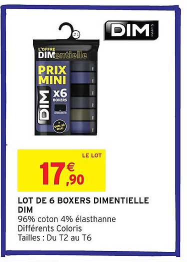 LOT DE 6 BOXERS DIMINTIELLE DIM