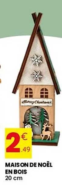 MAISON DE NOËL EN BOIS 20 cm