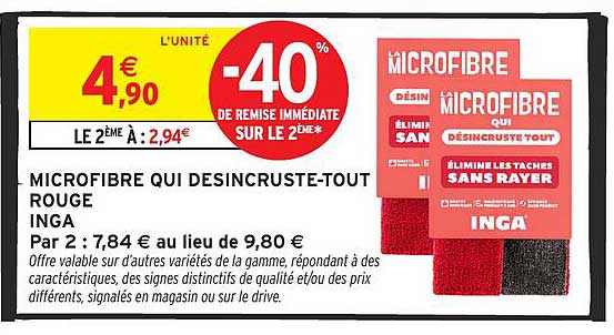 MICROFIBRE QUI DÉSINCRUSTE-TOUT ROUGE INGA