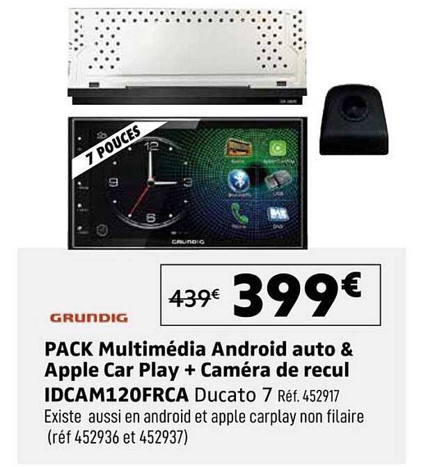 PACK Multimédia Android auto & Apple Car Play + Caméra de recul IDCAM120FRCA Ducato 7 Réf. 452917