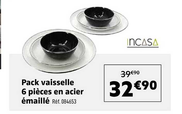 Pack vaisselle 6 pièces en acier émaillé Réf. 084653