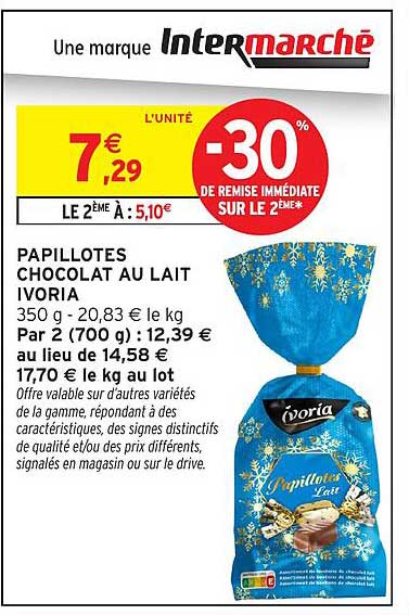 PAPILLOTES CHOCOLAT AU LAIT IVORIA