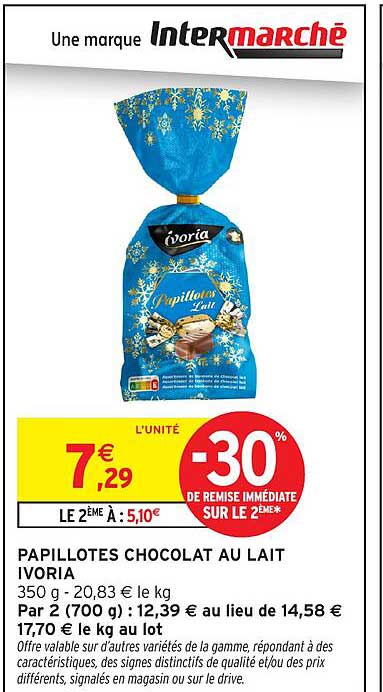 PAPILLOTES CHOCOLAT AU LAIT IVORIA