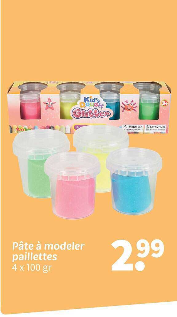 Pâte à modeler paillettes 4 x 100 gr