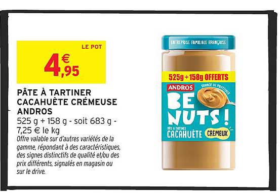 PÂTE À TARTINER CACAHUÈTE CRÉMEUSE ANDROS