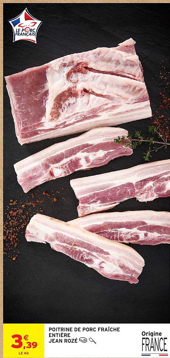 POITRINE DE PORC FRAÎCHE ENTIÈRE JEAN ROZÉ