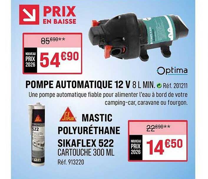 POMPE AUTOMATIQUE 12 V 8 L MIN. Réf. 201211