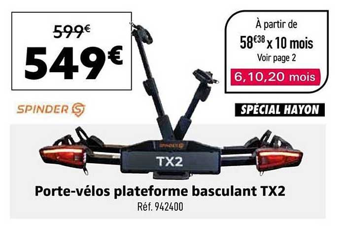Porte-vélos plateforme basculant TX2
