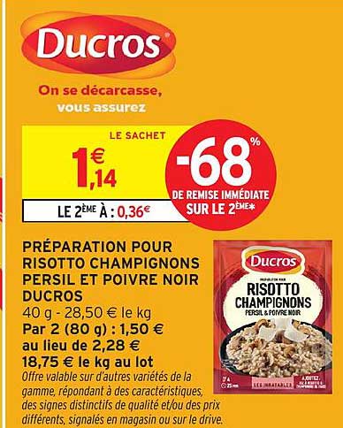 PREPARATION POUR RISOTTO CHAMPIGNONS PERSIL ET POIVRE NOIR DUCROS