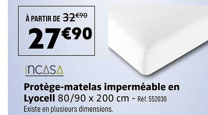 Protège-matelas imperméable en Lyocell 80/90 x 200 cm - Réf. 552030