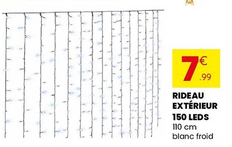 RIDEAU EXTÉRIEUR 150 LEDS 110 cm blanc froid
