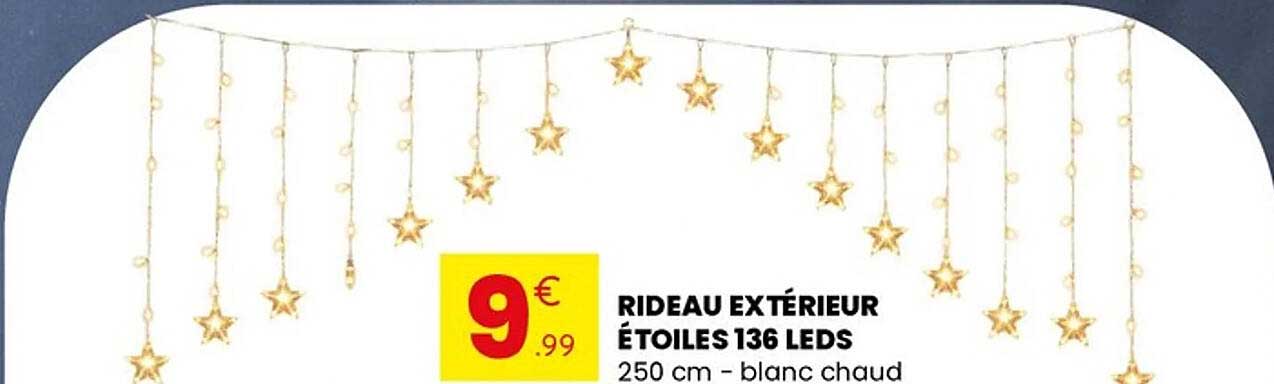 RIDEAU EXTÉRIEUR ÉTOILES 136 LEDS