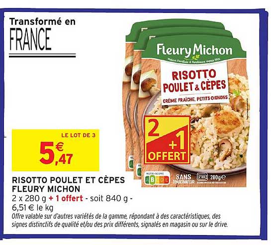 RISOTTO POULET ET CÈPES FLEURY MICHON