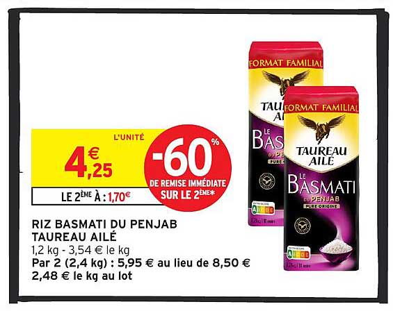 RIZ BASMATI DU PENJAB TAUREAU AILÉ