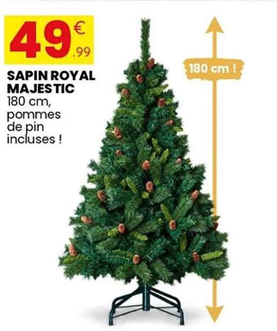 SAPIN ROYAL MAJESTIC 180 cm, pommes de pin incluses !