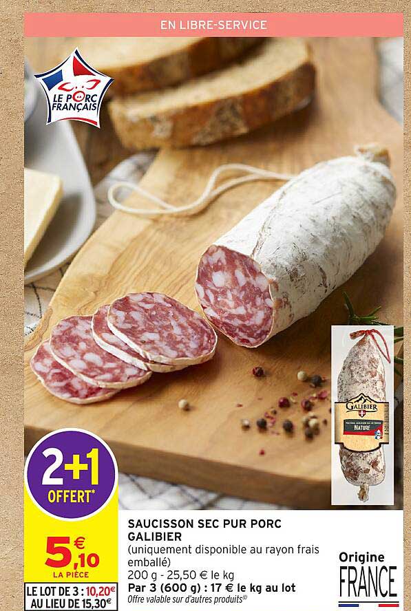 SAUCISSON SEC PUR PORC GALIBIER
