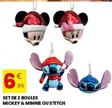 SET DE 2 BOULES MICKEY & MINNIE OU STITCH