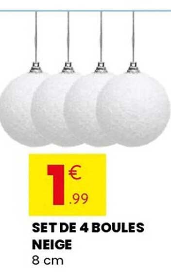 SET DE 4 BOULES NEIGE 8 cm