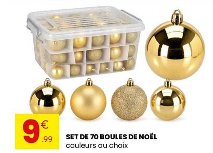 SET DE 70 BOULES DE NOËL couleurs au choix