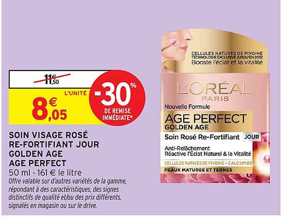 SOIN VISAGE ROSÉ RE-FORTIFIANT JOUR GOLDEN AGE AGE PERFECT 50 ml - 161 € le litre