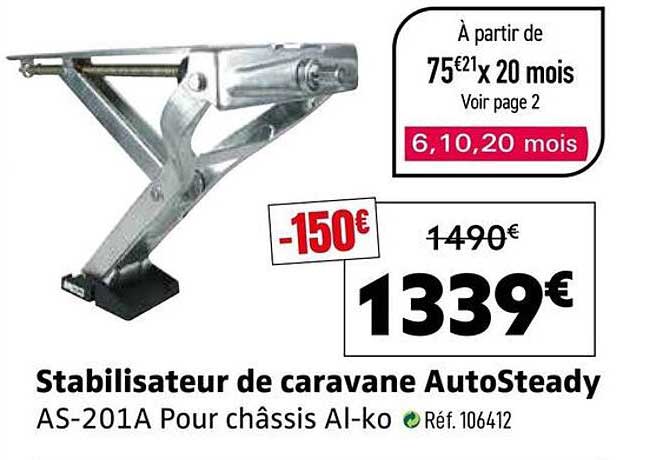 Stabilisateur de caravane AutoSteady AS-201A Pour châssis Al-ko Réf. 106412