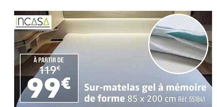 Sur-matelas gel à mémoire de forme 85 x 200 cm Réf. 551841