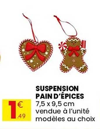 SUSPENSION PAIN D’ÉPICES 7,5 x 9,5 cm vendue à l’unité modèles au choix