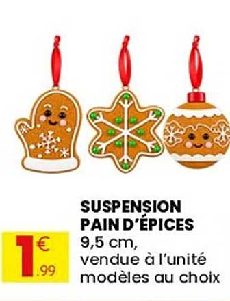 SUSPENSION PAIN D'ÉPICES 9,5 cm, vendue à l'unité modèles au choix