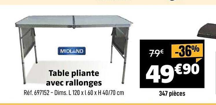 Table pliante avec rallonges