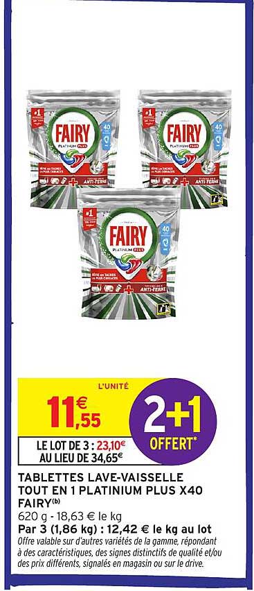TABLETTES LAV-VAISSELLE TOUT EN 1 PLATINIUM PLUS X40 FAIRY