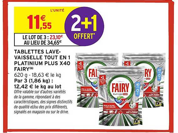TABLETTES LAVE-VAISSELLE TOUT EN 1 PLATINIUM PLUS X40 FAIRY®