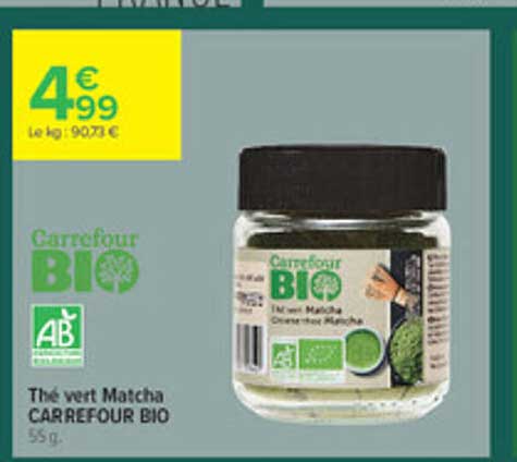 Thé vert Matcha CARREFOUR BIO 55 g.